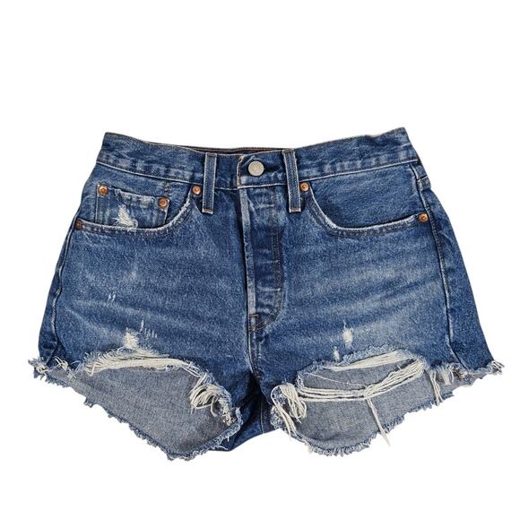 Levi's 501 Button Fly Cut Off Jean Shorts - Picture 2 of 7